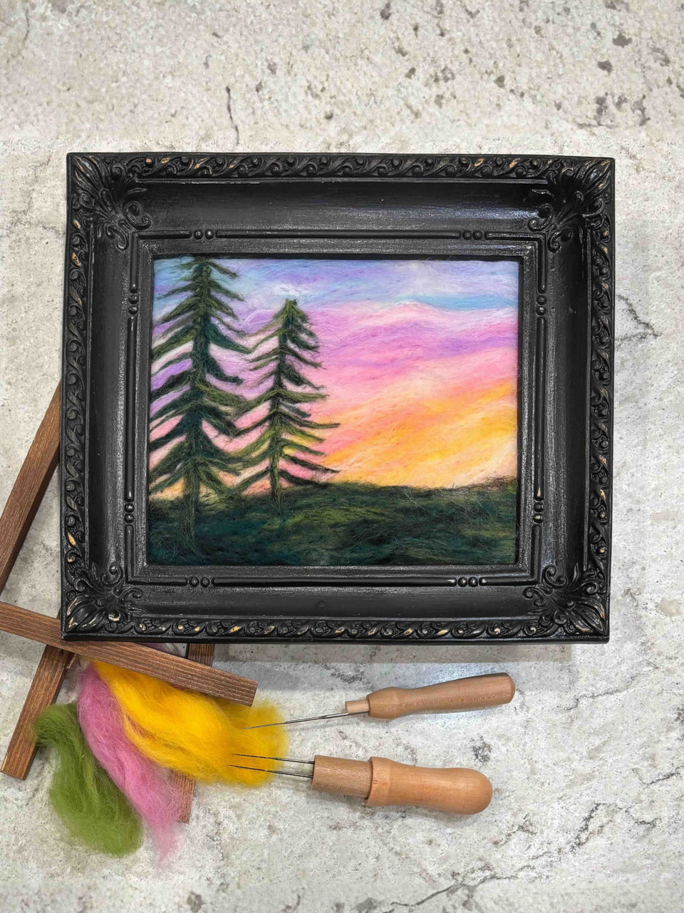 Happy Little Trees - Wool Painting