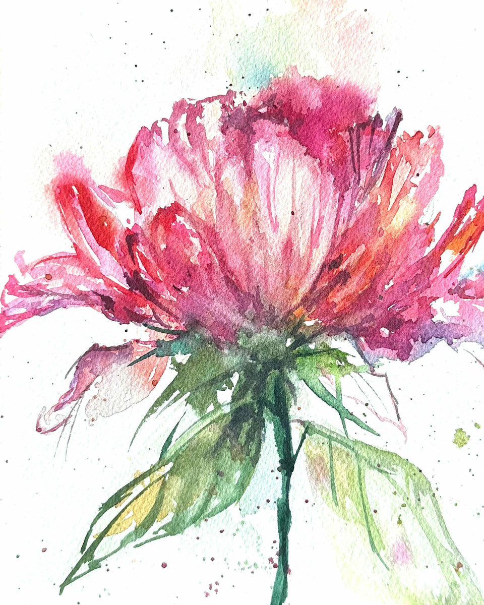 Watercolor Pink Bloom Painting