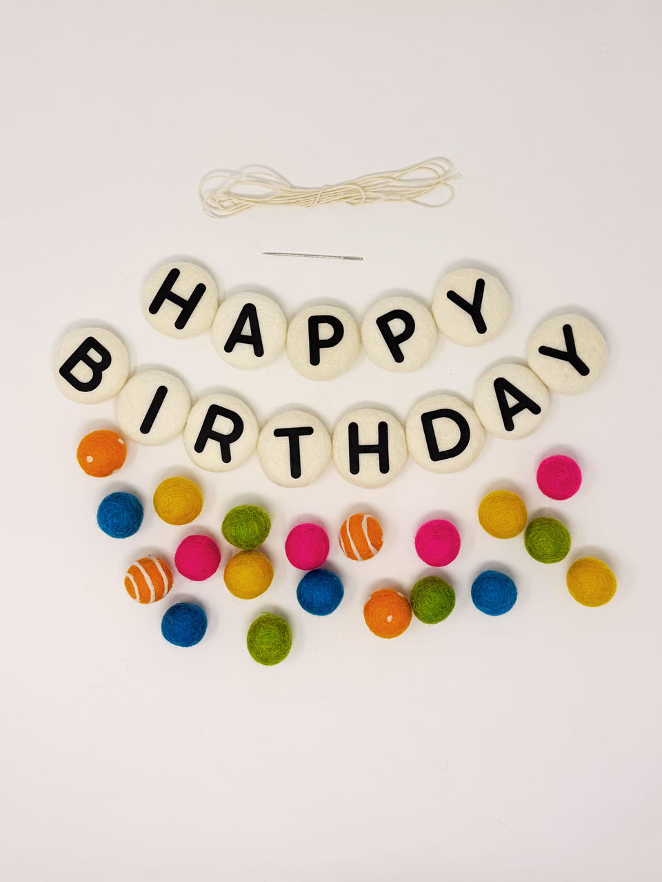 Happy Birthday Felt Ball Garland