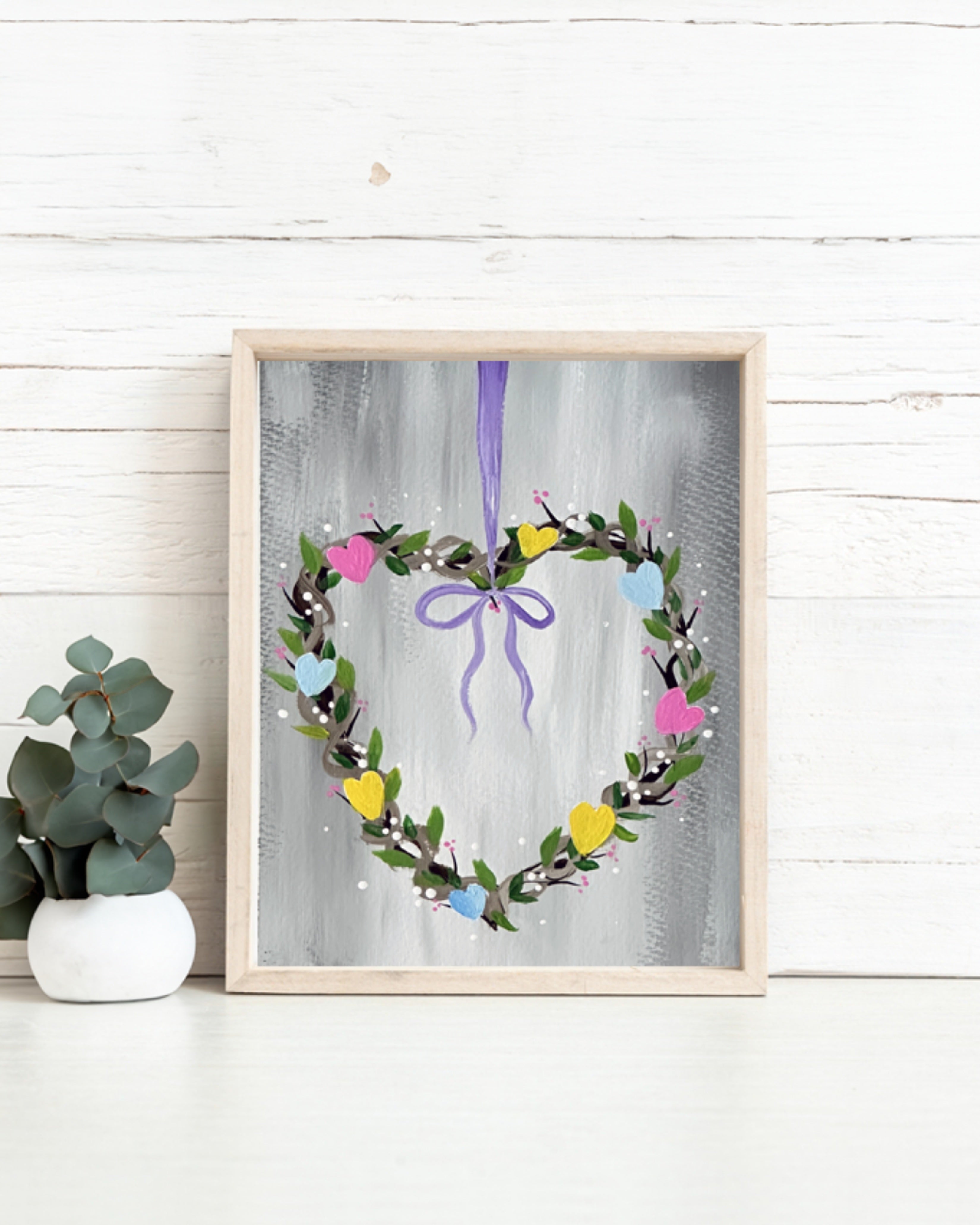 White Heart Wreath Painting | Kit | UT