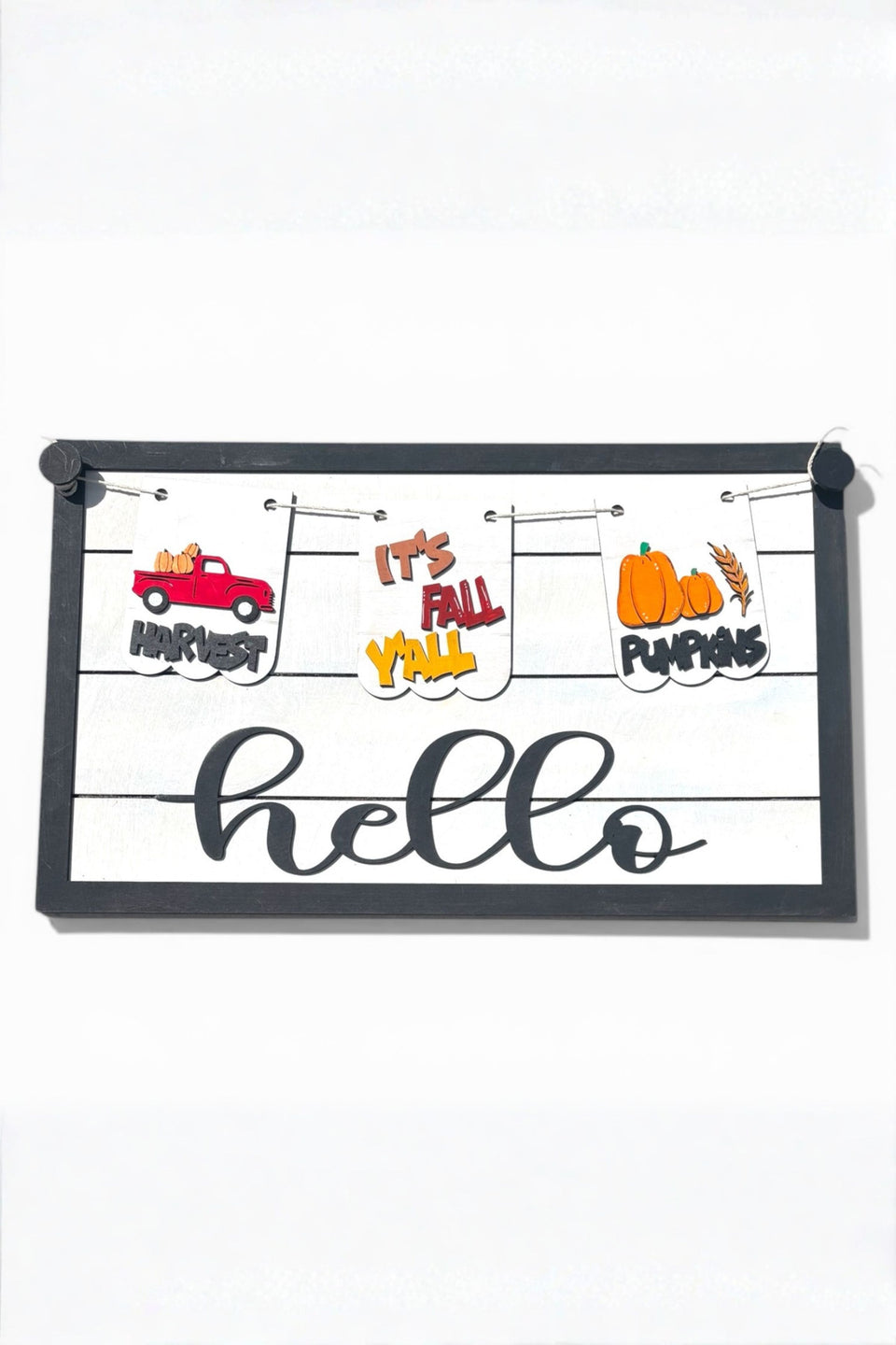 Hello Fall Sign with Interchangeable Banner