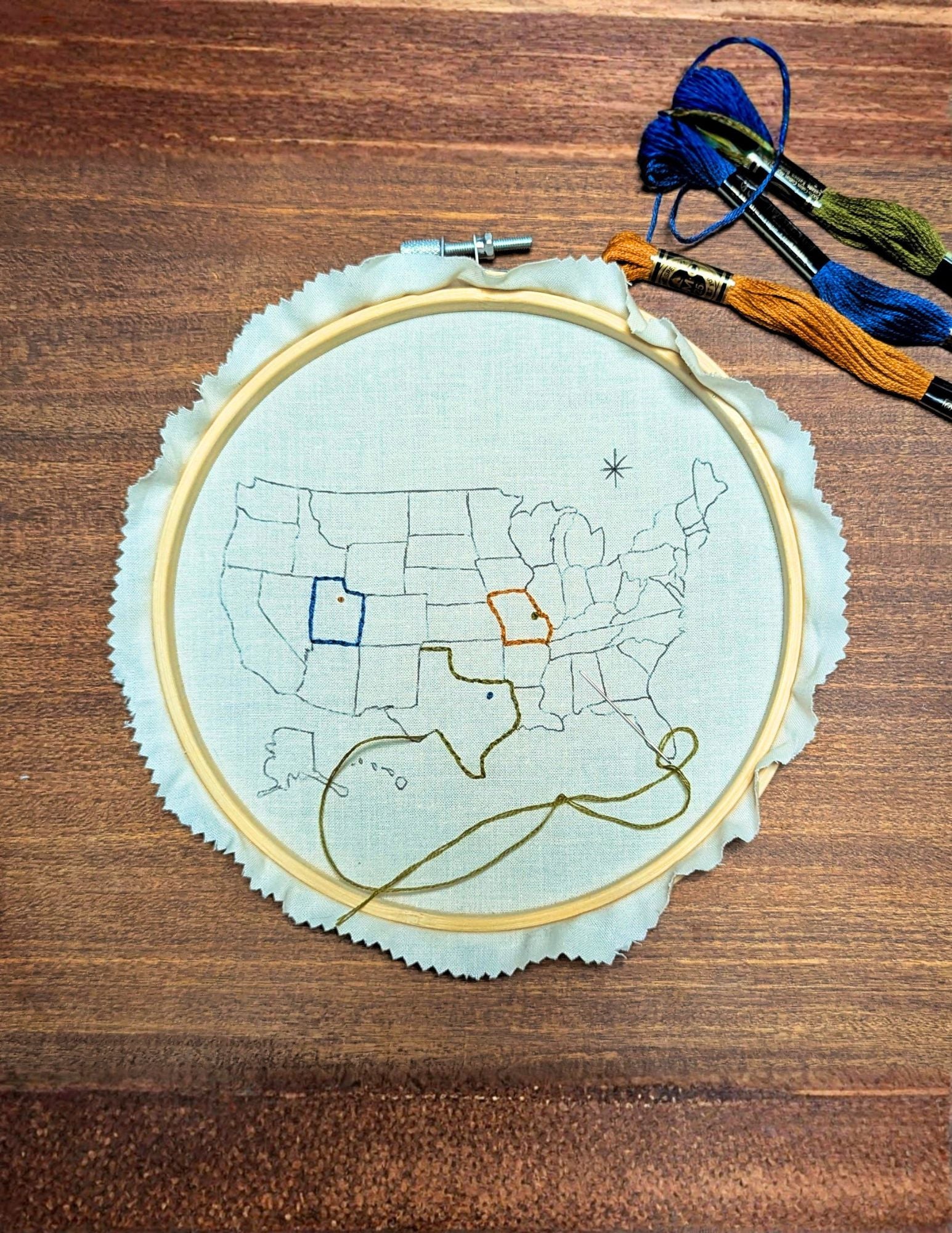 Harlow Embroidery Map | Kit | TX