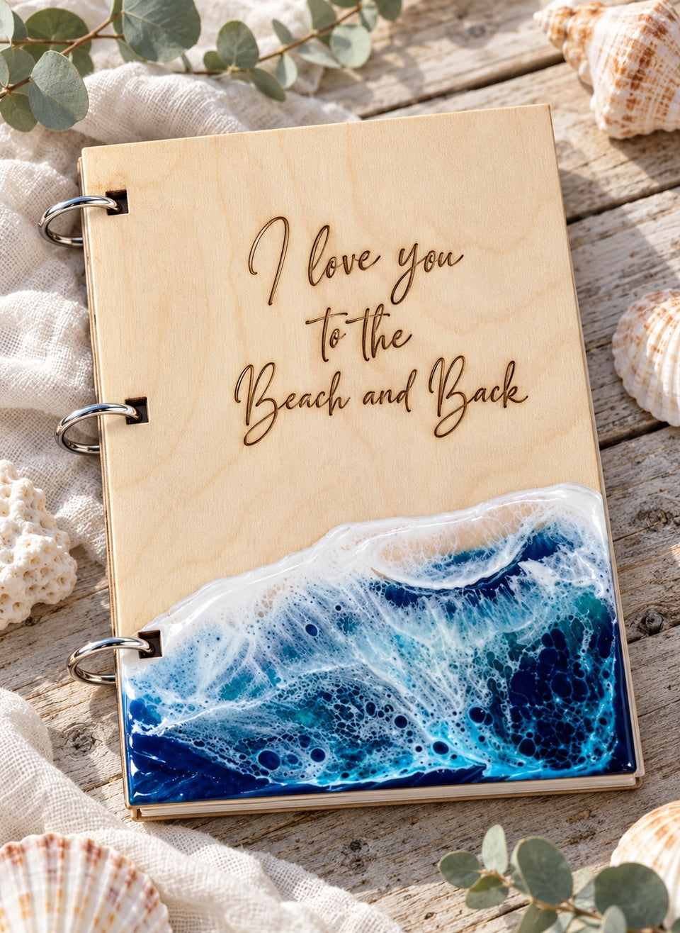 Beach Themed Resin Notebook Cover