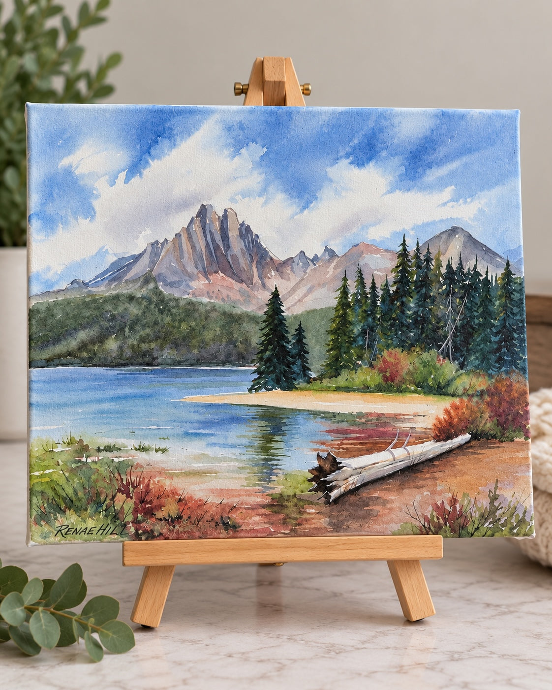 Watercolor Mountain Scene