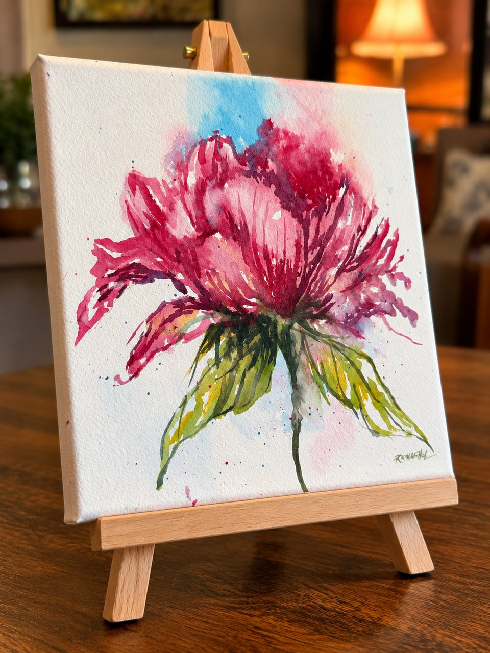 Watercolor Pink Bloom Painting  